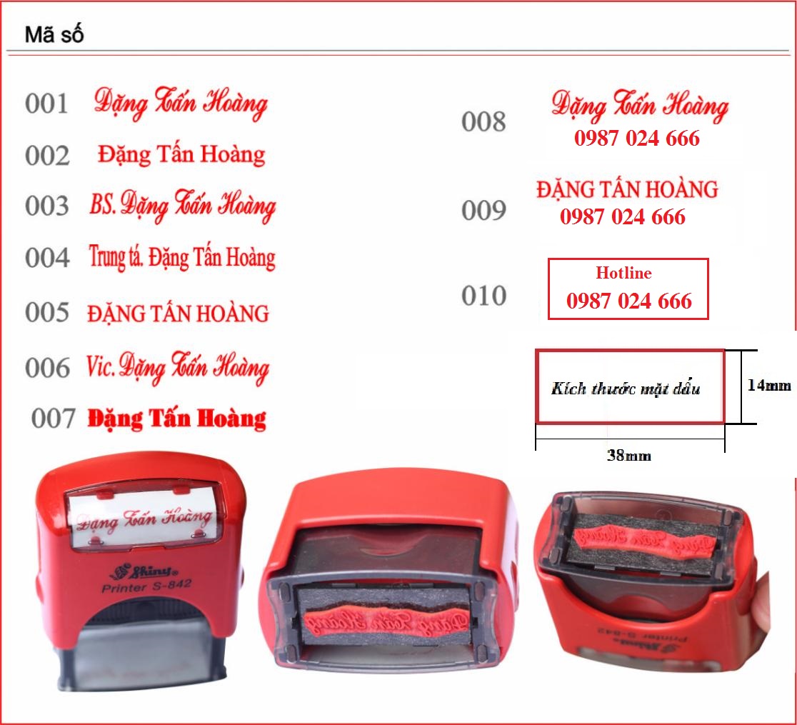 Khắc dấu tên theo yêu cầu - thương hiệu shiny