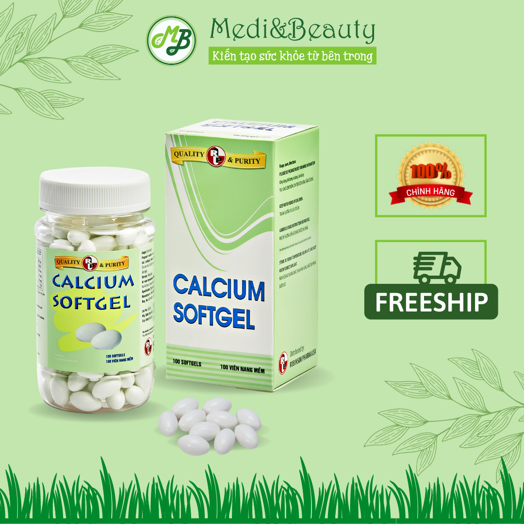 TPCN CALCIUM SOFTGEL Hỗ trợ bổ sung Calcium ( canxi) và Vitamin D3- Hỗ trợ tăng chiều cao chắc xương - Robinson Pharma Usa - Chai 100 viên