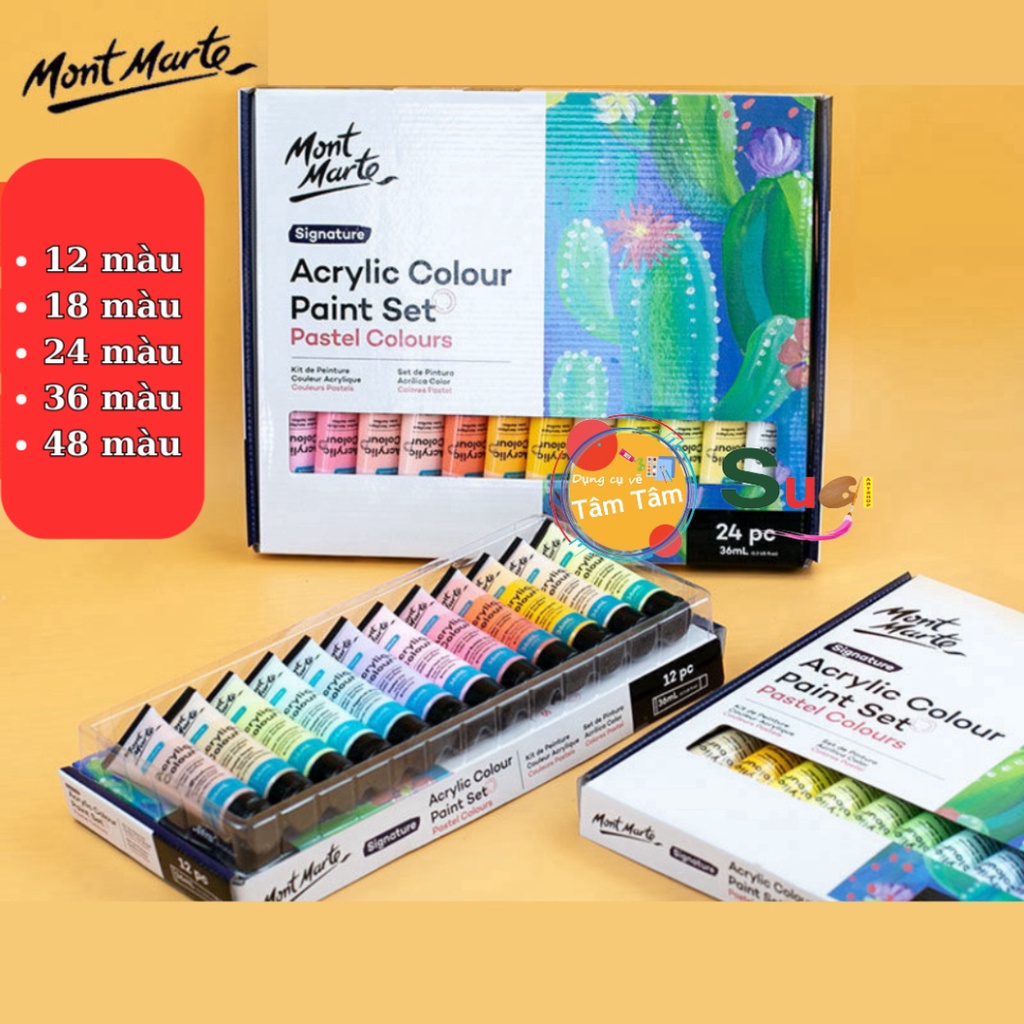 Màu acrylic pastel mont marte 36ml x 12 màu / 24 màu / 36 màu / 48 màu - mscp1236 / mscp2436 / mscp3636 / m