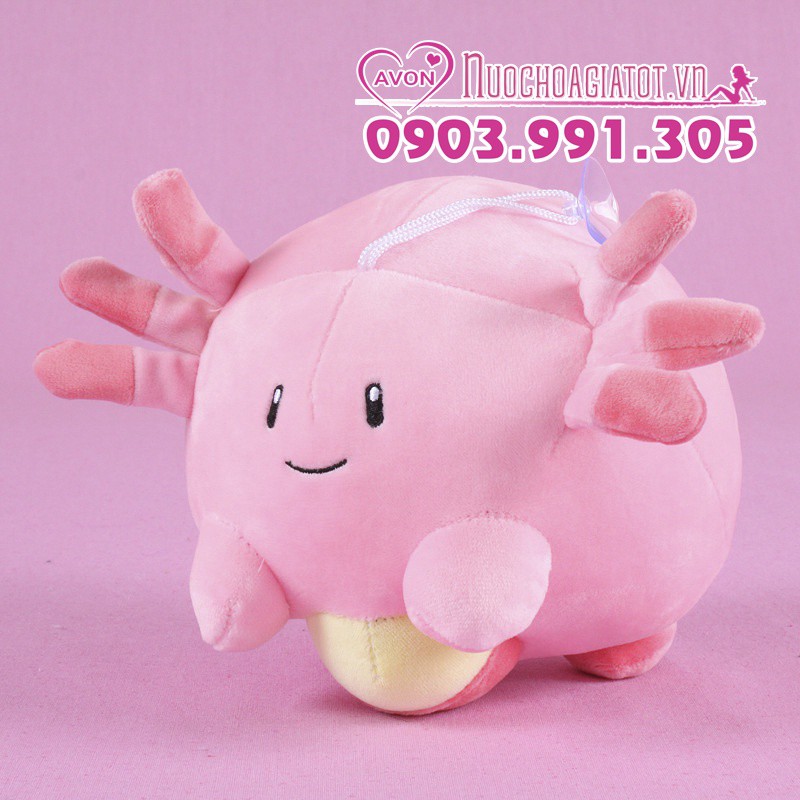 Tặng túi quà - gấu bông pokemon chansey lucky màu hồng 20cm