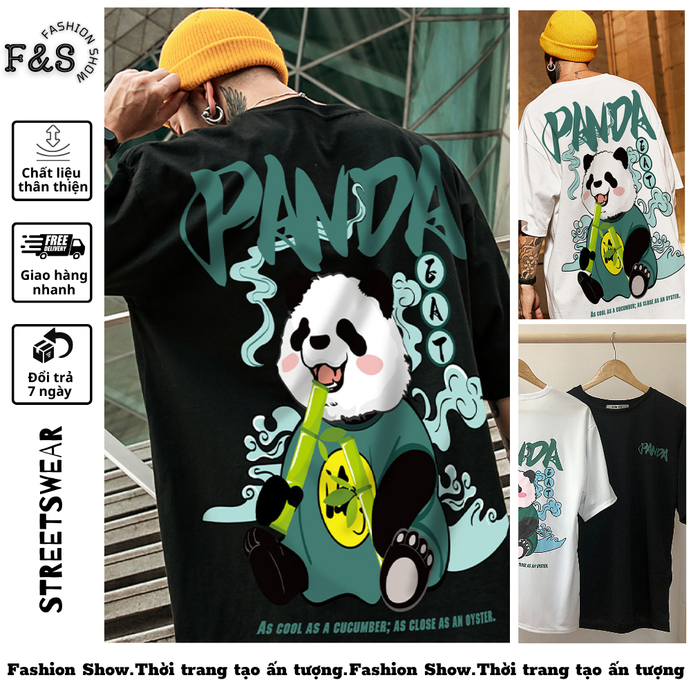 Áo thun tay lỡ unisex form rộng kiểu dáng sadboiz GẤU TRÚC PANDA - Áo phông F&S cho nam nữ, cặp đôi hội nhóm phong cách hàn quốc