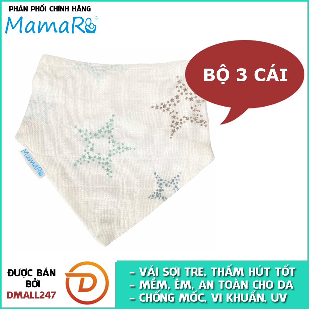 Bộ 3 cái yếm ăn vải sợi tre cho bé sơ sinh đến 3 tuổi Mamaru MA-YEM - Nhiều loại, nhiều kích thước, diệt khuẩn, hút ẩm tốt, kháng tia UV- Dmall247, mẹ và bé
