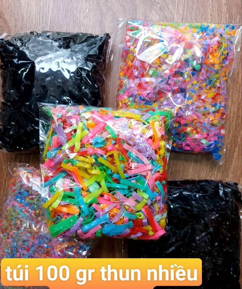 Túi 100 gr thun cột tóc nhiều màu , size