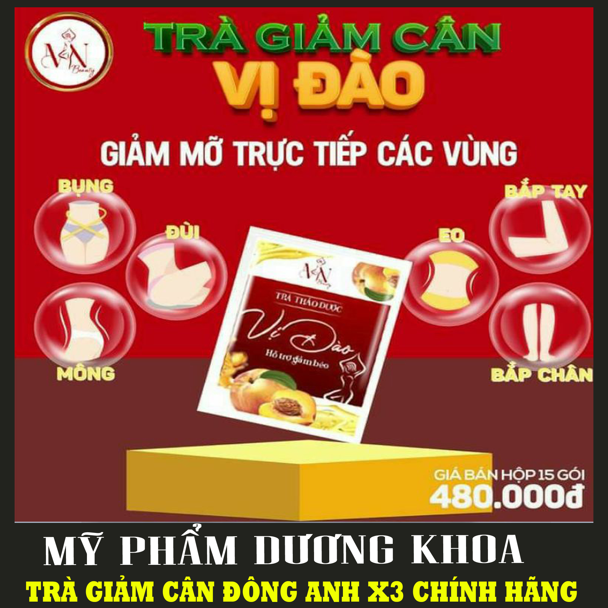 Chính hãng - giảm cân vị đào đông anh - hộp giảm cân vị đào đông anh collagen x3