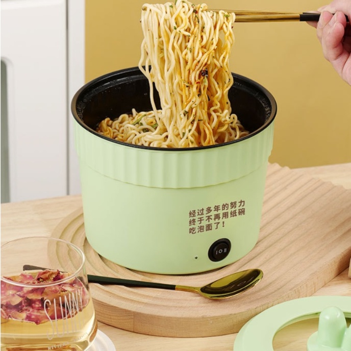 Nồi lẩu điện mini đa năng, ca nấu mì, cốc ăn lẩu Cô Đơn hotrend Trung Quốc dung tích 1.5L công suất 500W phủ chống dính