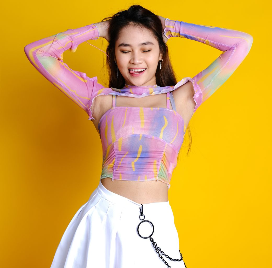 Áo lưới dài tay màu loang