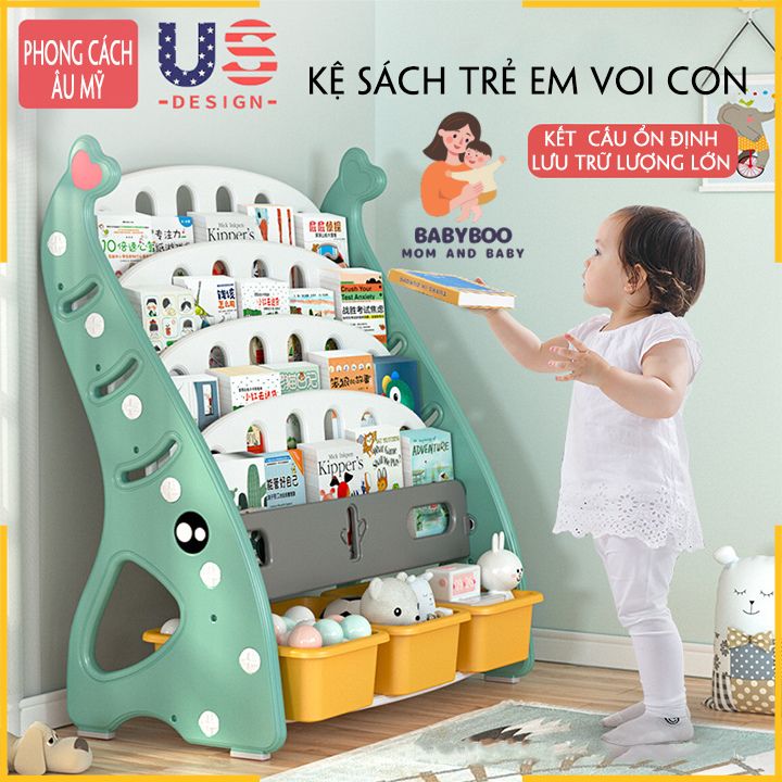 Kệ sách đa năng cho bé,kệ sách hình con voi ngộ nghĩnh đáng yêu