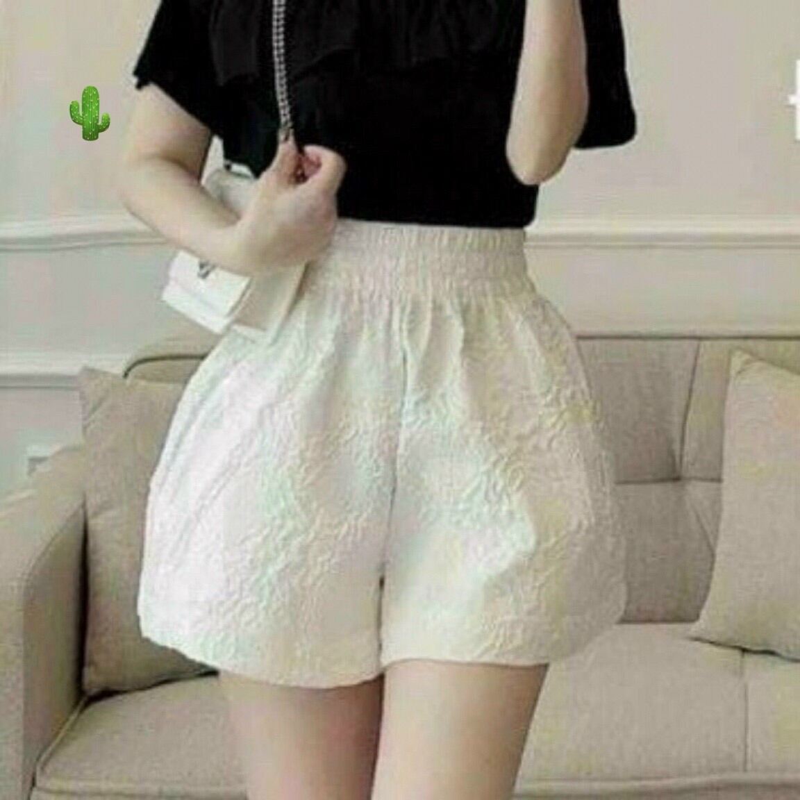Style # quần short đẹp lưng thun chất vải xốp from dưới 50kg
