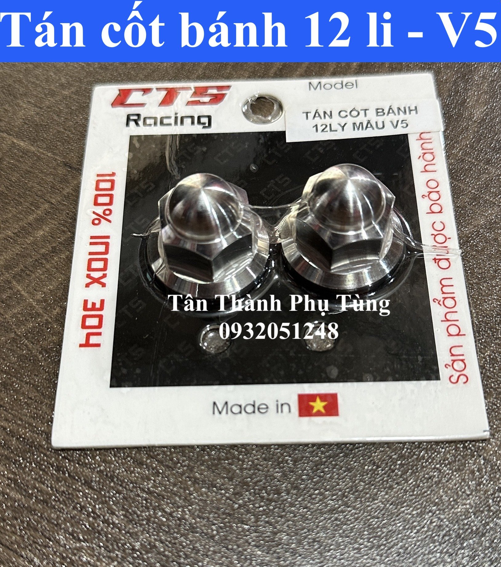 Tán cốt bánh 12li Inox 304 CTS mẫu V5 (2 con)