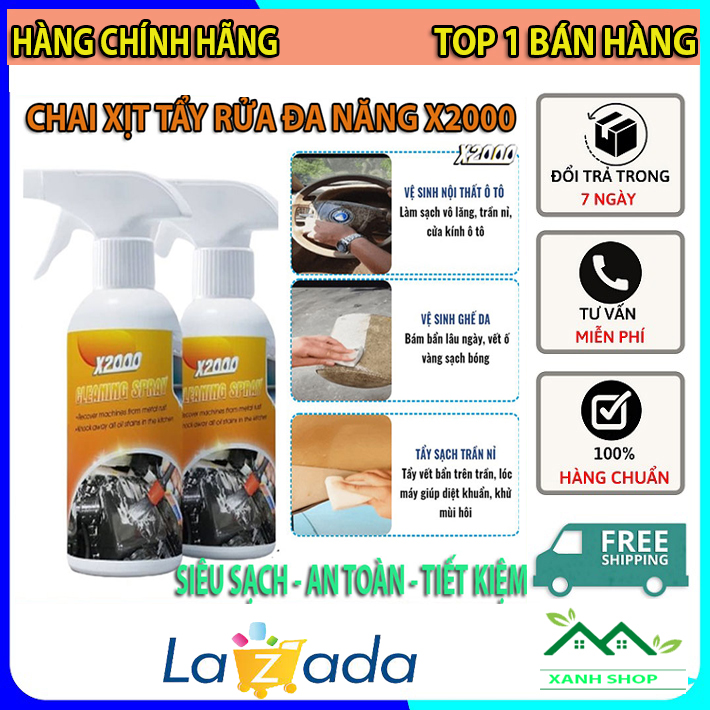 Chai xịt tẩy rửa đa năng nhà bếp Cleaning Spray X2000, Dung dịch tẩy rửa nhà bếp, Nhà tắm, Nhà vệ sinh, An toàn cho ra - Bình xịt vệ sinh nhà bếp - Dung dịch tẩy rửa lốc xa máy, Ô tô
