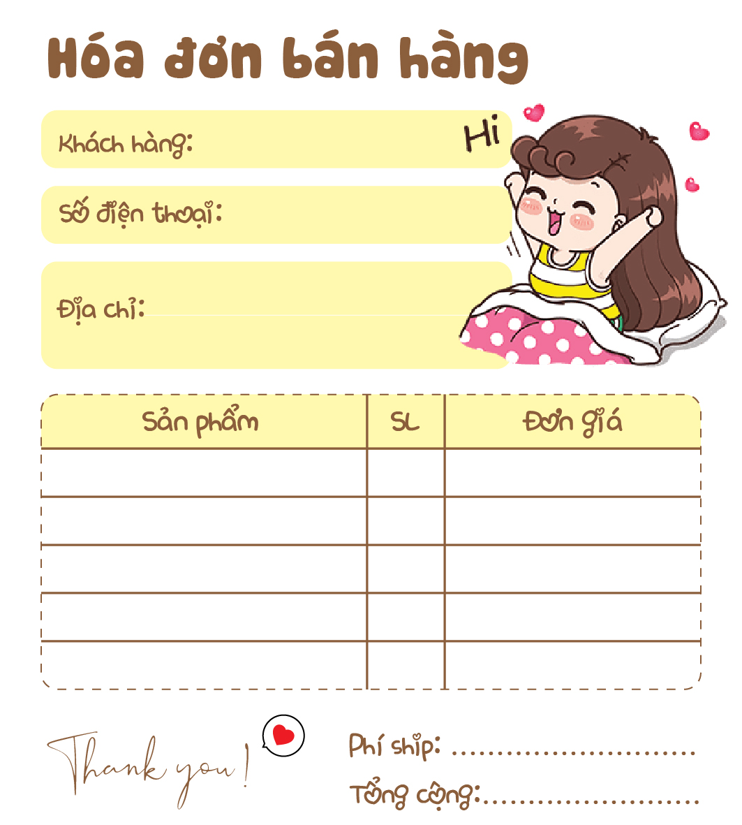 [ Hàng Sẵn ] Hóa Đơn Bán Hàng Mini 1 Liên BoBib Cute