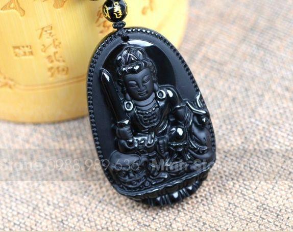 Dây Chuyền Phật Bản Mệnh Văn Thù Bồ Tát Đá Núi Lửa Obsidian cho tuổi Mão - Minhstore