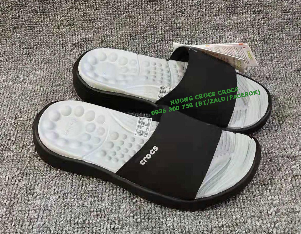 DÉP LÊ NHỰA ĐI MƯA CROCS REVIVA SLIDE CHO NỮ MÀU ĐEN Lazada