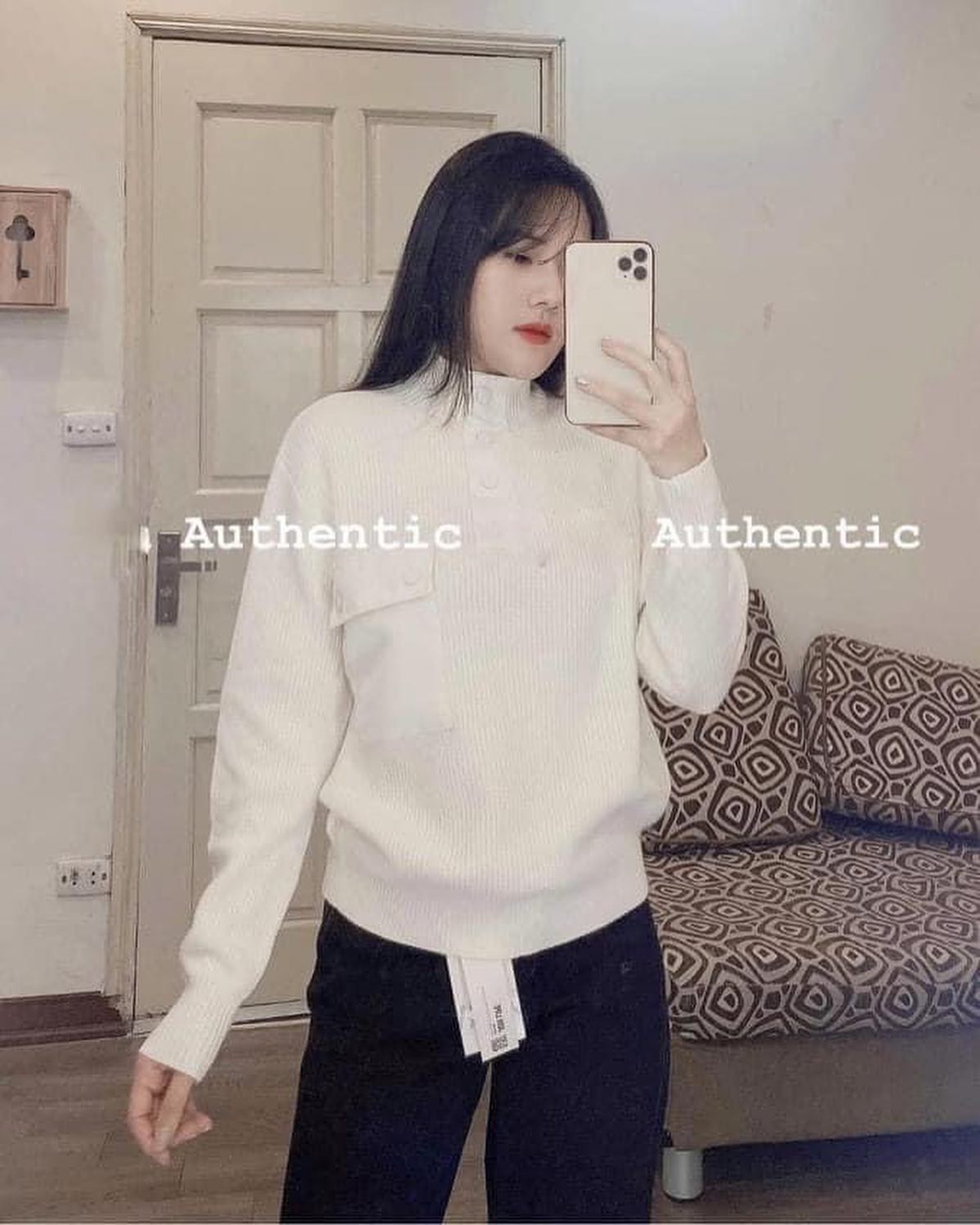 Áo len kid zr túi ngực trắng 1473/606 +4% lzd