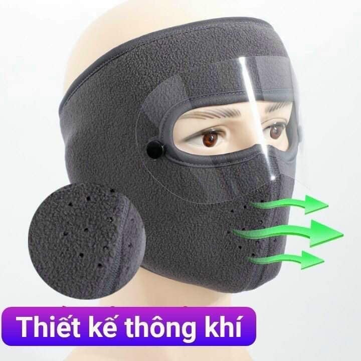 Khẩu trang ninja vải lót nỉ che kín mặt trán có kính bảo vệ mắt chống nắng chống bụi nhiều màu thích hợp cho cả nam và nữ - Khau trang ninja lot ni mat che kin mat tran co kinh bao ve mat chong nang chong bui