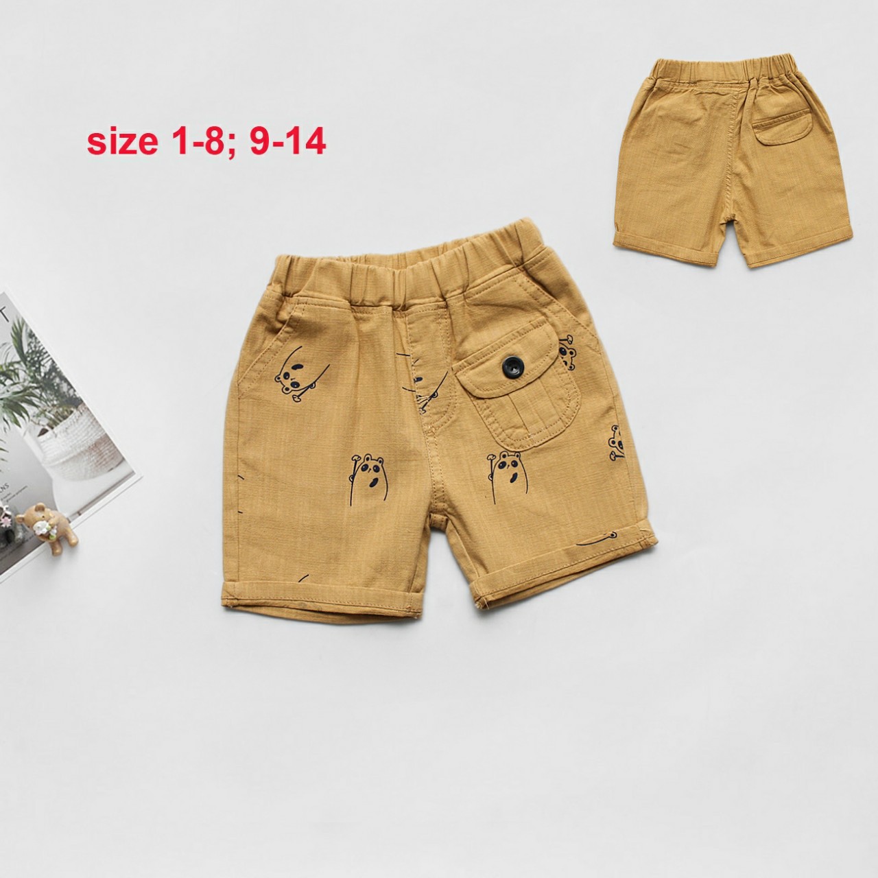 [HCM]Quần lửng bé trai chất vải linen size 9-24kg.