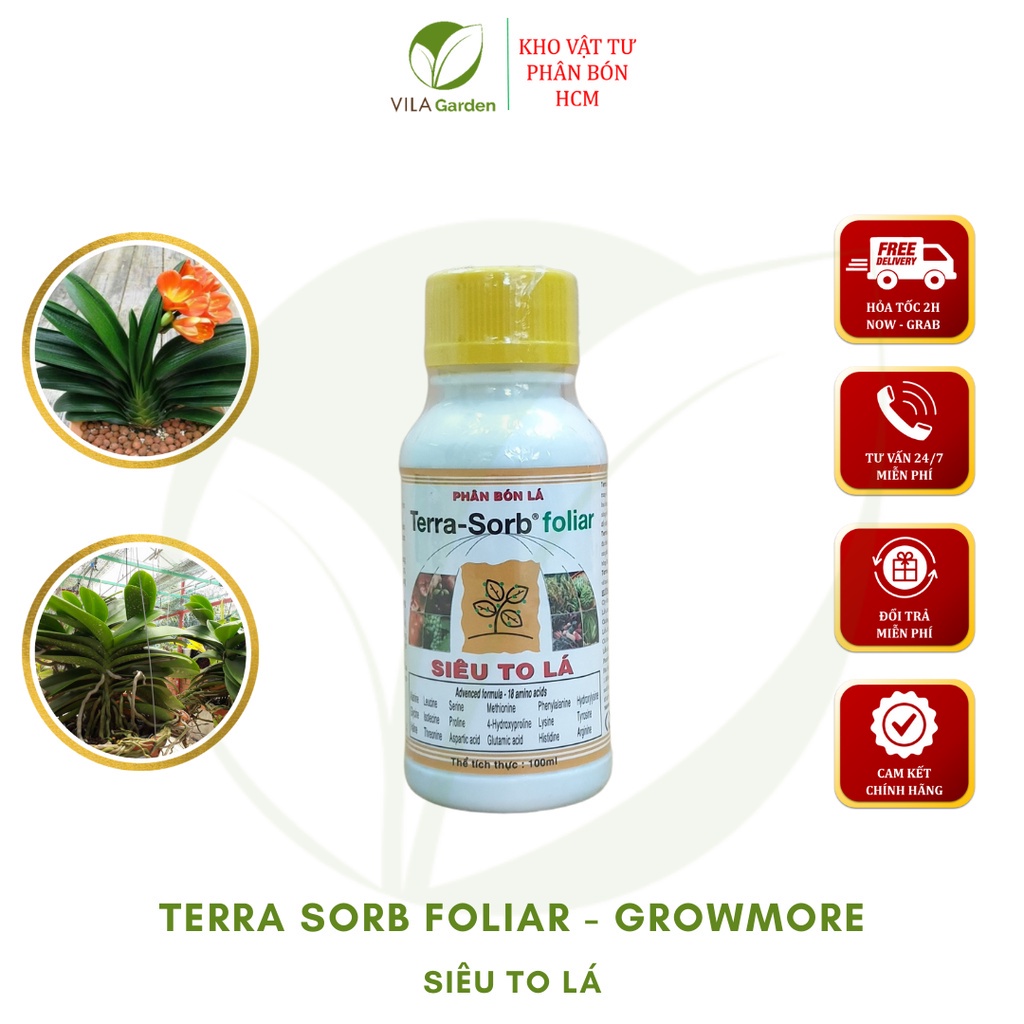 Phân bón lá đạm sinh học Growmore Terra Sorb Foliar Siêu To Lá chai
