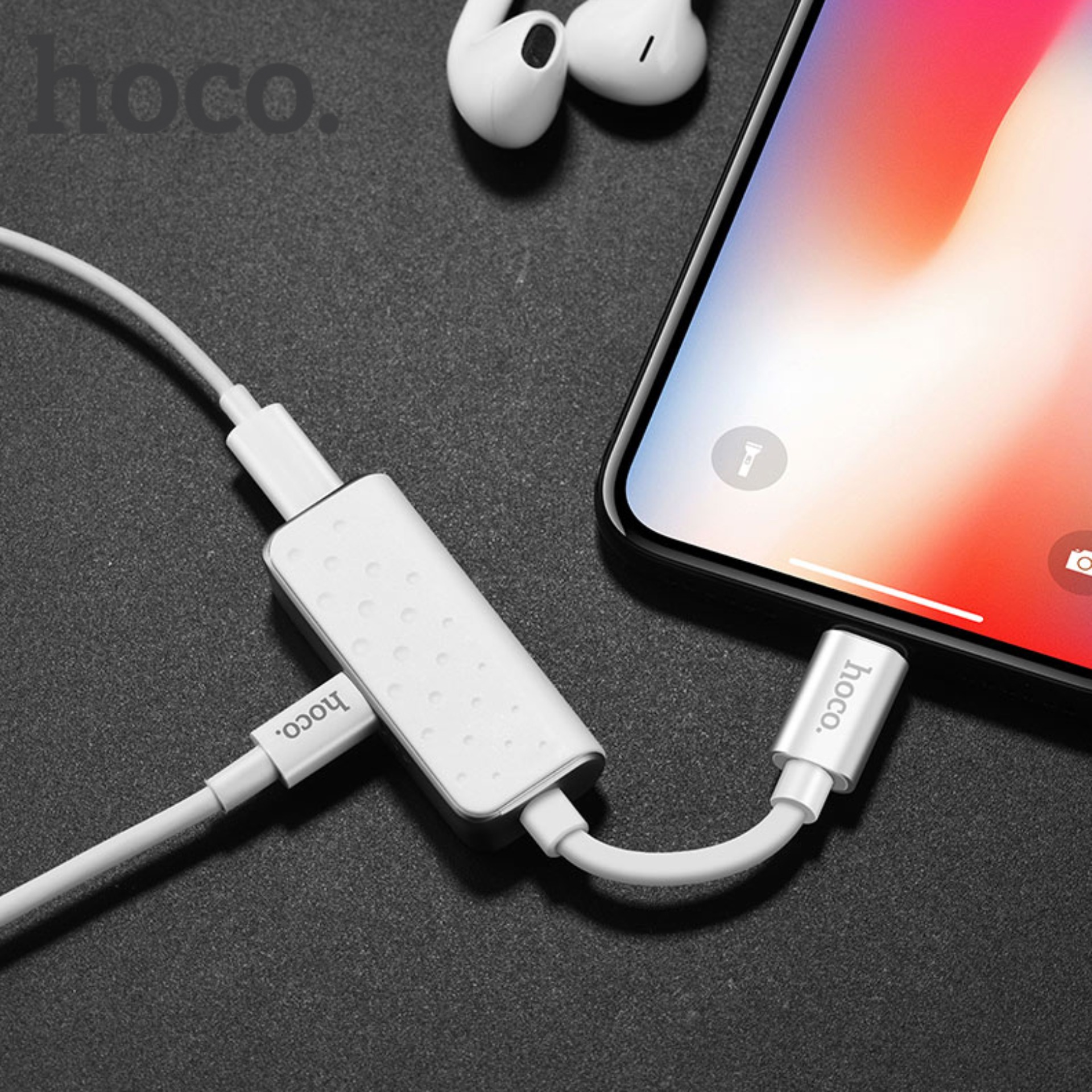 Cáp chuyển đổi Hoco LS12 jack cắm Lightning sang Double Lightning