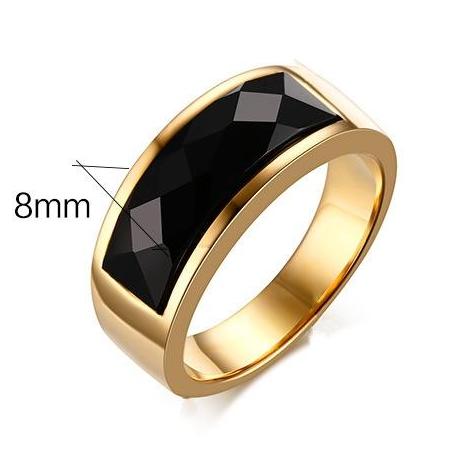 Nhẫn Đá Dài Titanium Cao Cấp-Dùng lâu dài tắm rửa không đen