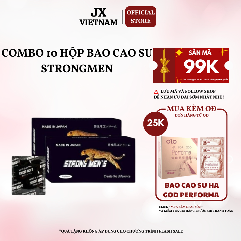 [BÁN SỈ] Combo 10 Hộp Bao cao su Strongmen siêu mỏng[CHÍNH HÃNG 100%] (120bao), BCS Nhật thêm chất bôi trơn dùng siêu mướt, phải thử ngay TH STORE 01