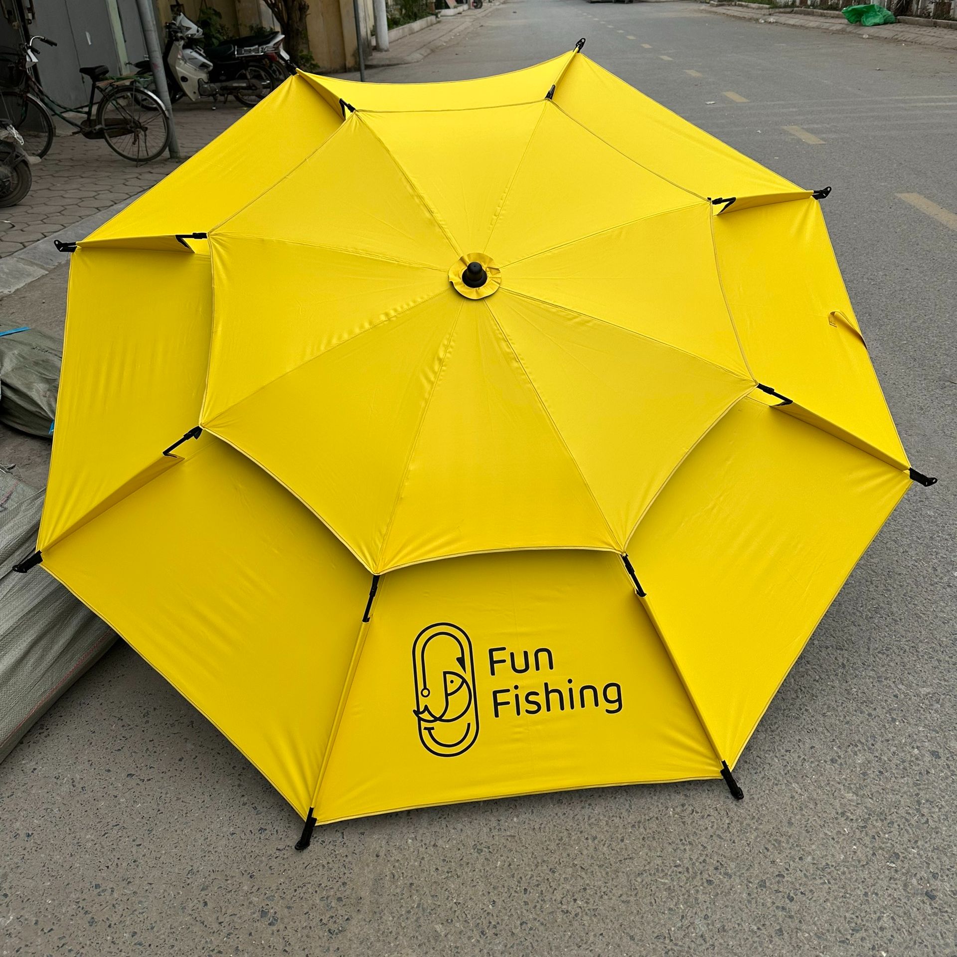 Ô dù câu cá che nắng che mưa 2 tầng mẫu mới 2023 fun fishing ô vàng che nắng