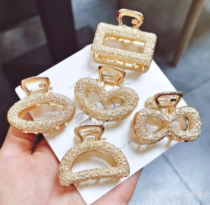 Sét 5 kẹp kim loại phong cách Hàn Quốc - Kẹp tóc kim loại đính đá -Kẹp càng cua kim loại cỡ nhỏ - Kẹp tóc  Hàn Quốc cho nữ siêu xinh