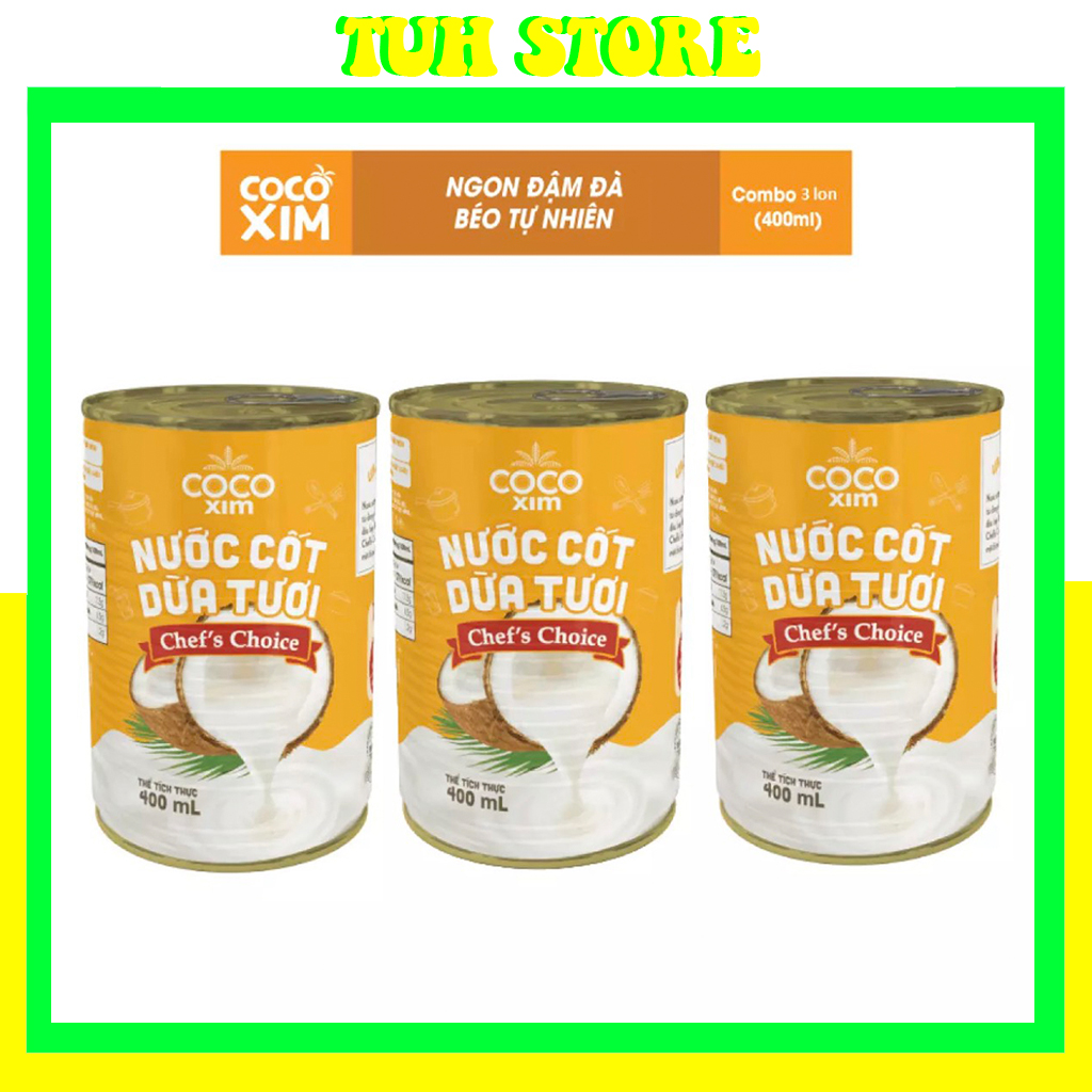 3 lon nước cốt dừa tươi chef's choice cocoxim 400ml,chefs choice