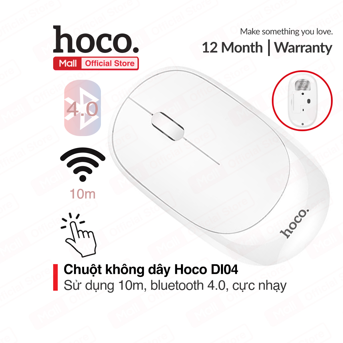 Chuột không dây Hoco DI04 sử dụng 10m bluetooth 4.0 trọng lượng nhẹ click chuột nhạy