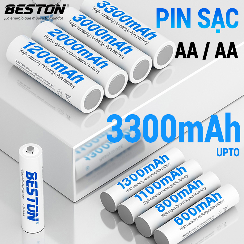 Pin Sạc AA AAA Beston dung lượng cao đến 3300mAh dùng cho micro đồ chơi đồng hồ.. Pin 2A 3A Beston thay thế cho pin tiểu pin đũa 1.5v thiết bị điện tử gia đình