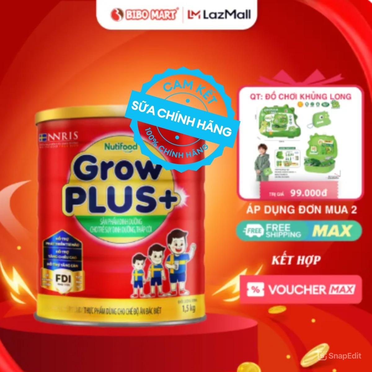  Sữa GrowPLUS+ Đỏ Hỗ Trợ Tăng Cân Tiêu Hóa Tốt Đề Kháng Khỏe Phát Triển Não Bộ Lon 1.5kg Cho Bé - Bibo Mart 