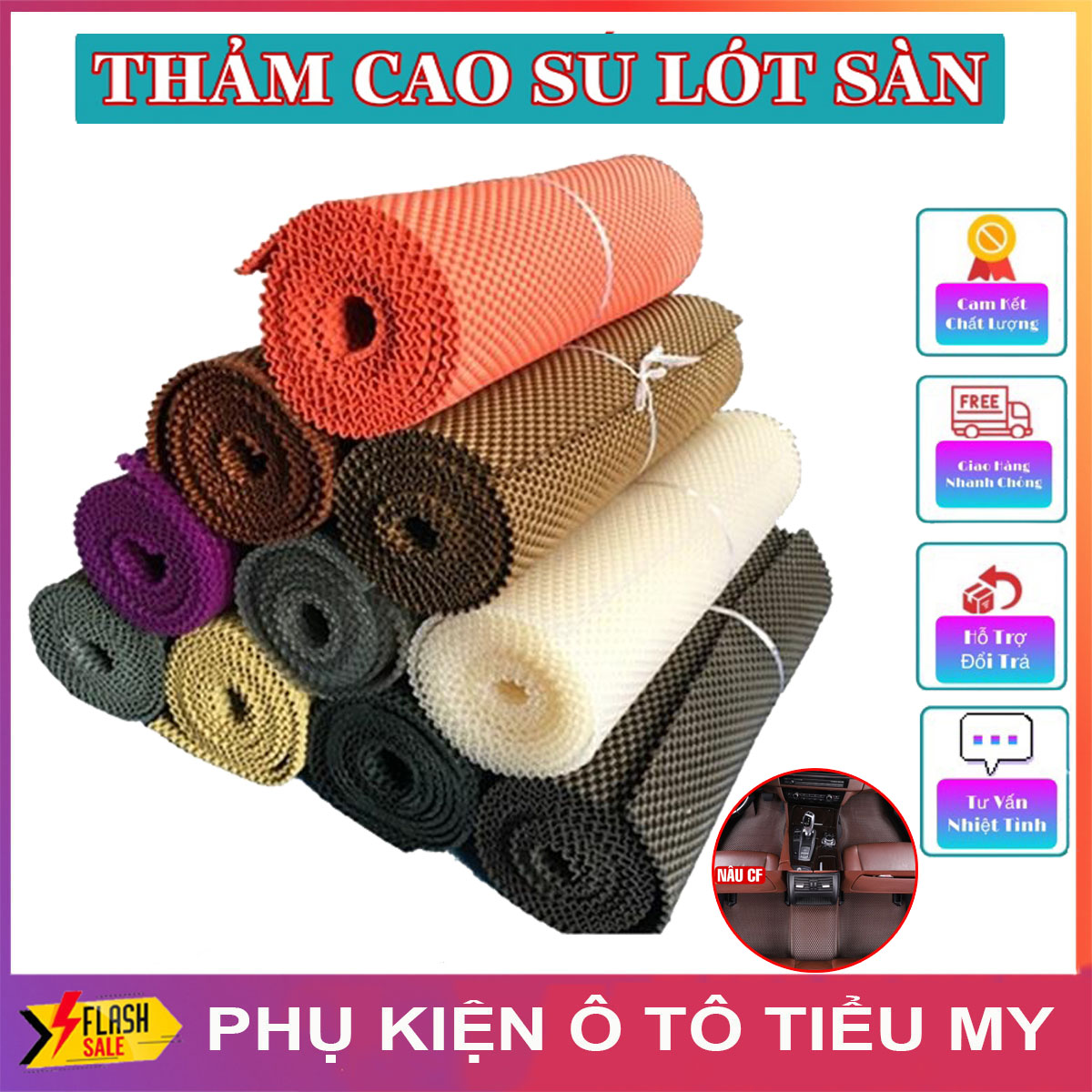 Thảm lót sàn ô tô cao su 3d, kích thước 60cm x 150cm - 50cm x 70cm, tấm lót sàn lót khoang hành lý chất liệu cao su mềm không hôi không mùi