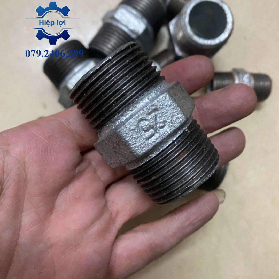Kép ren sắt kẽm - Nối ren ngoài mạ kẽm - 2 đầu ren ngoài nối sắt kẽm