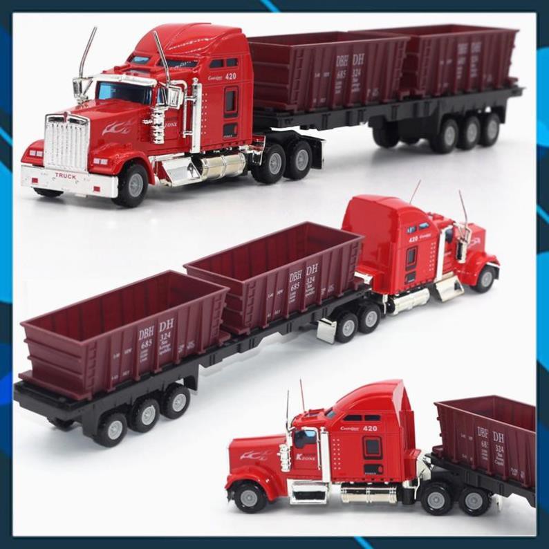 Xe mô hình ô tô đầu kéo container tỉ lệ 1:48 đồ chơi trẻ em - xe có đầu xe bằng kim loại có thể tháo rời thùng xe