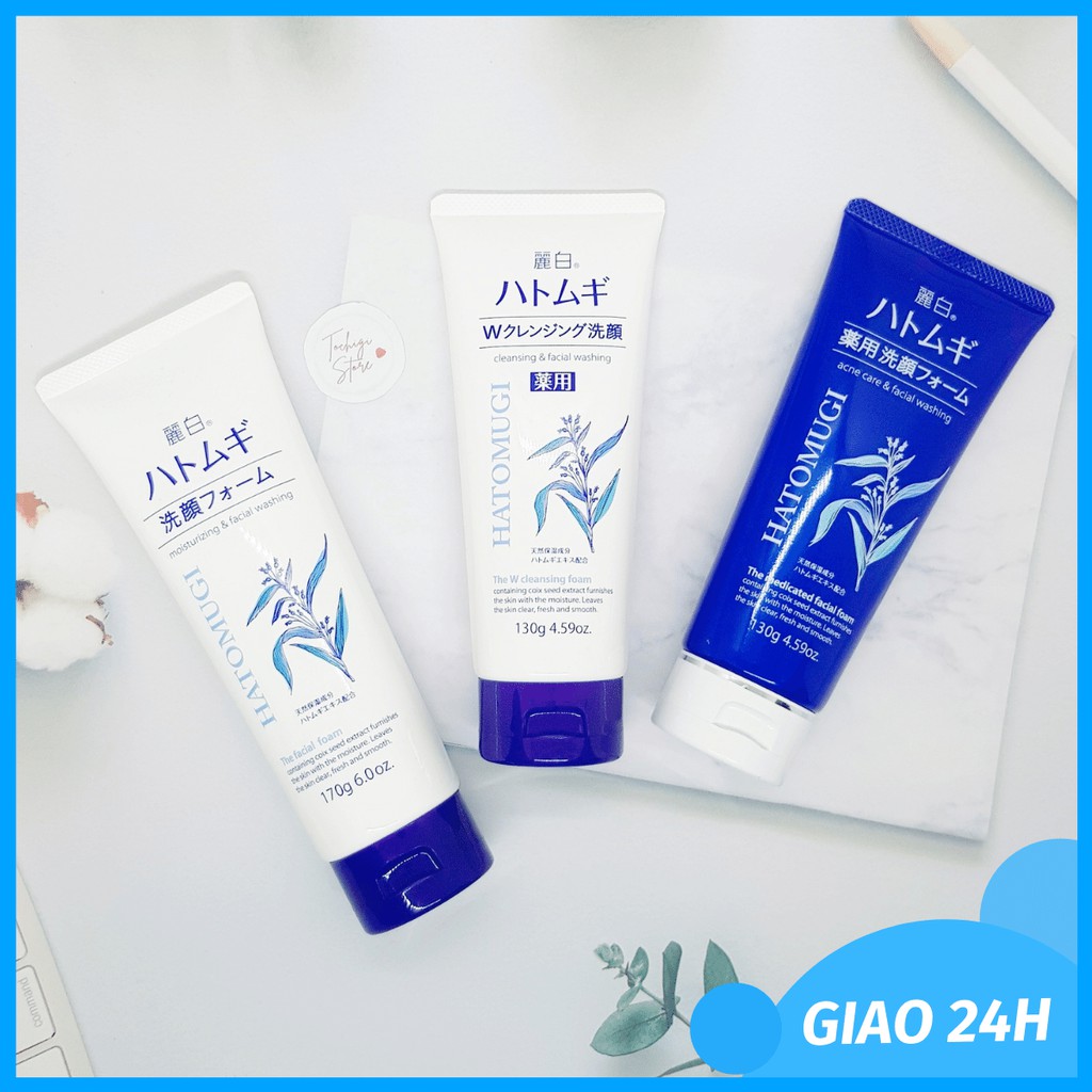 Sữa rửa mặt trắng da hatomugi cleansing foam hạt ý dĩ - sữa rửa mặt trắng da hatomugi 170g nội địa nhật bản