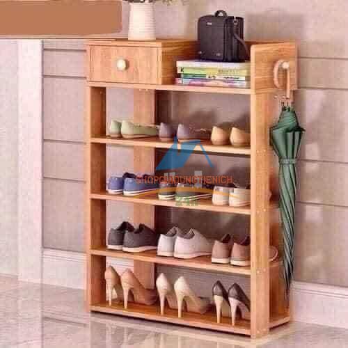 Kệ để giầy dép gỗ 5 tầng có ngăn kéo