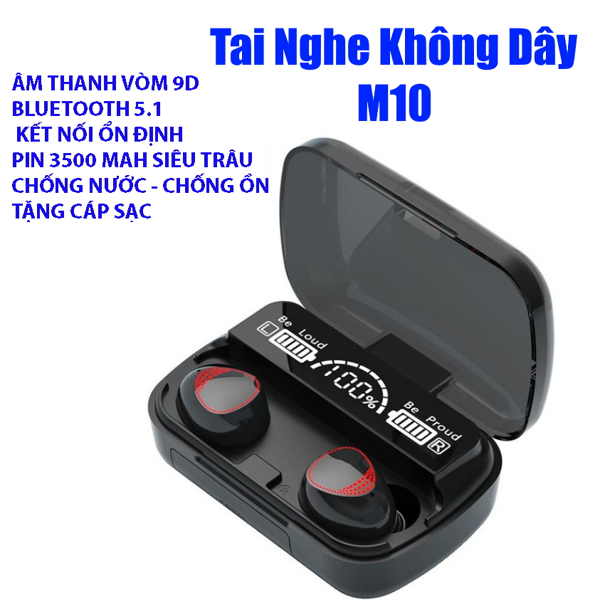Tai Nghe Bluetooth M10, Tai nghe Không Dây Phiên Bản Nâng Cấp Pro Chip 5.1 Mạnh Mẽ Pin 3500mah Cực Trâu Mic Đàm Thoại 2 Bên Hỗ Trợ Mọi Dòng Máy