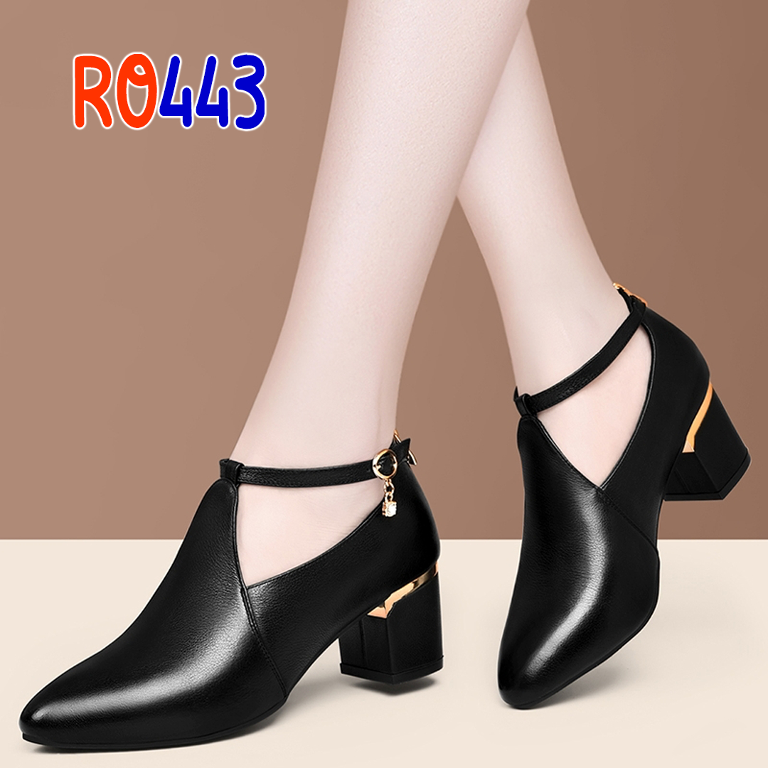 Giày boot bốt nữ cổ thấp 4p hàng hiệu rosata đẹp màu đen thời trang ro443