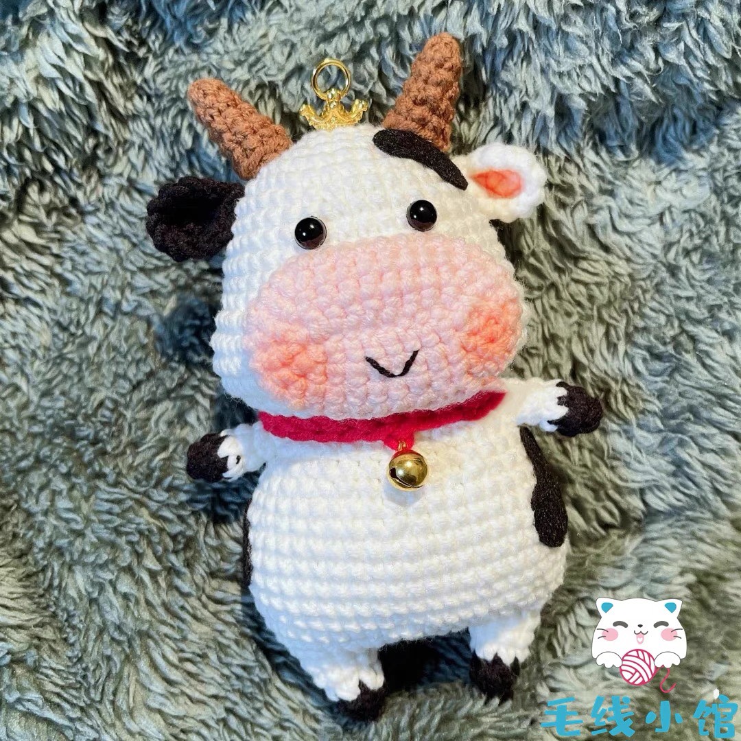 Móc khóa bằng len hình con bò dễ thương, móc khóa hình thú handmade, móc khóa thú bông dễ thương - Hổ Handmade