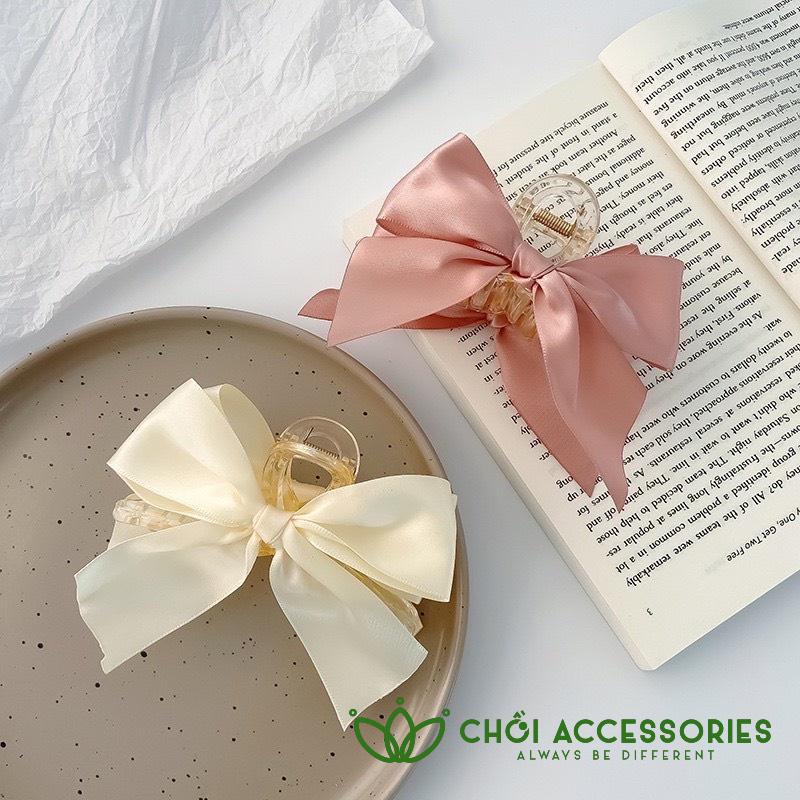 Cặp tóc dọc nơ lụa tiểu thư phong cách Hàn Quốc - Y109