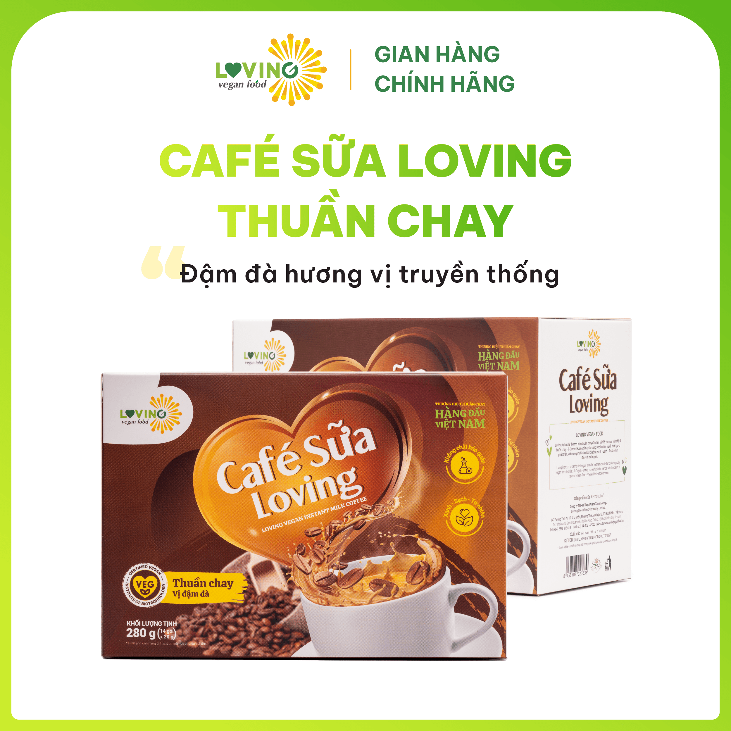 Cà phê sữa loving thuần chay hộp 280gram