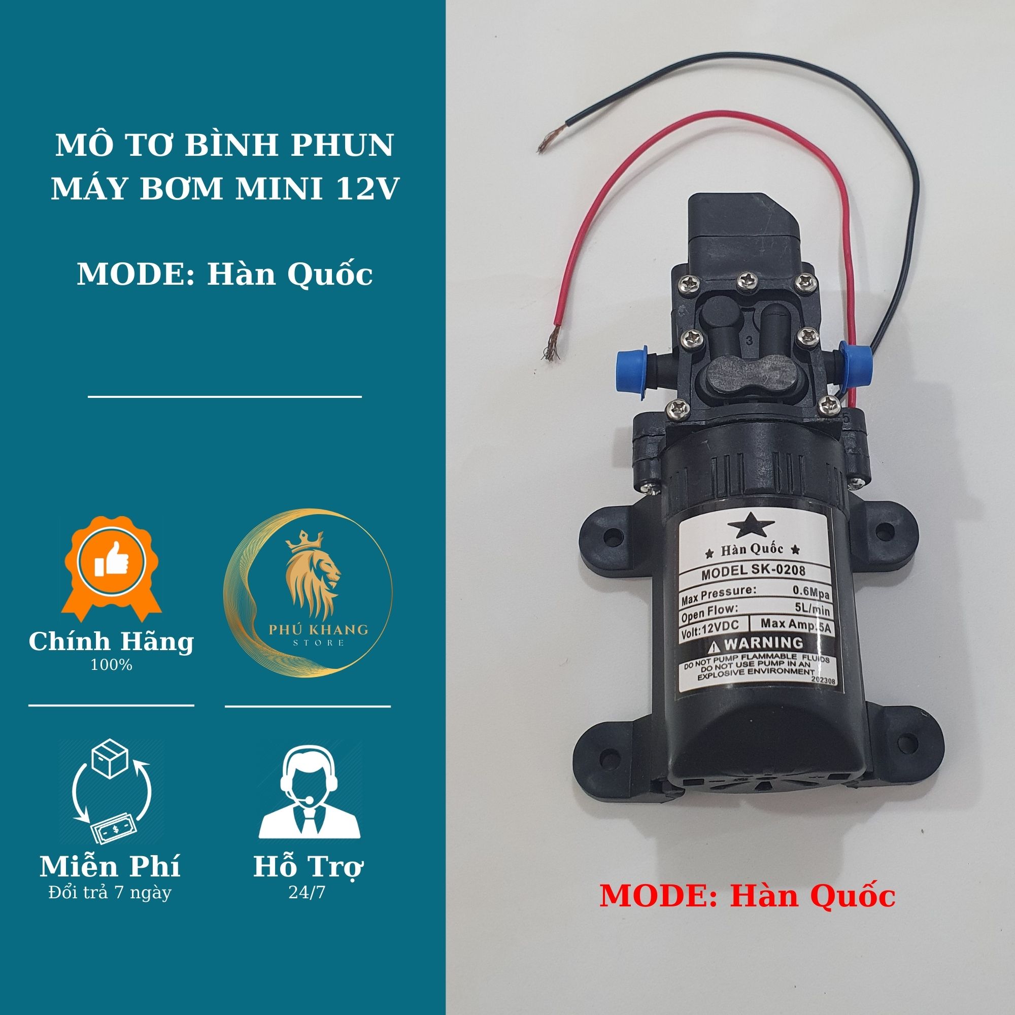 Máy bơm nước mini hàn quốc 12v - máy bơm tăng áp mini - máy bơm phun sương 12v