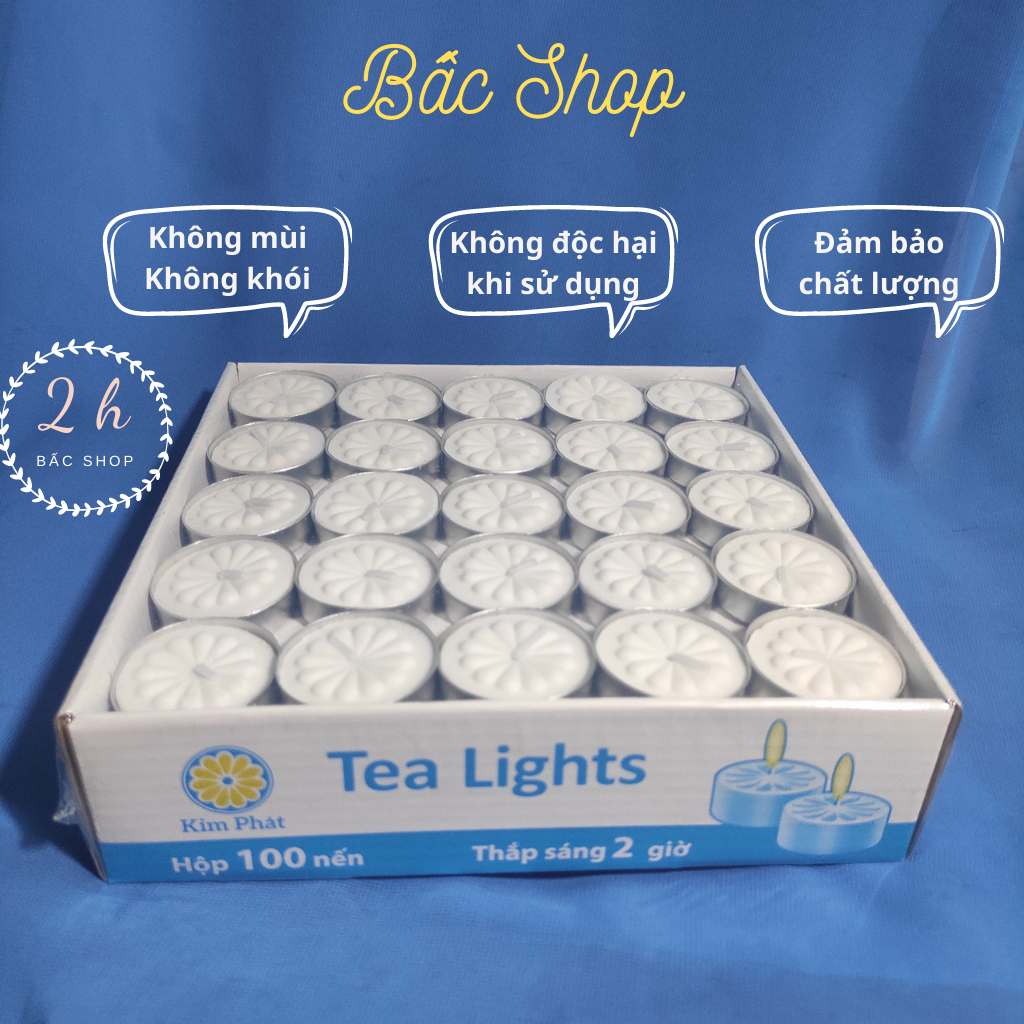 Nến tealight 100 viên cháy 2h không mùi, không khói
