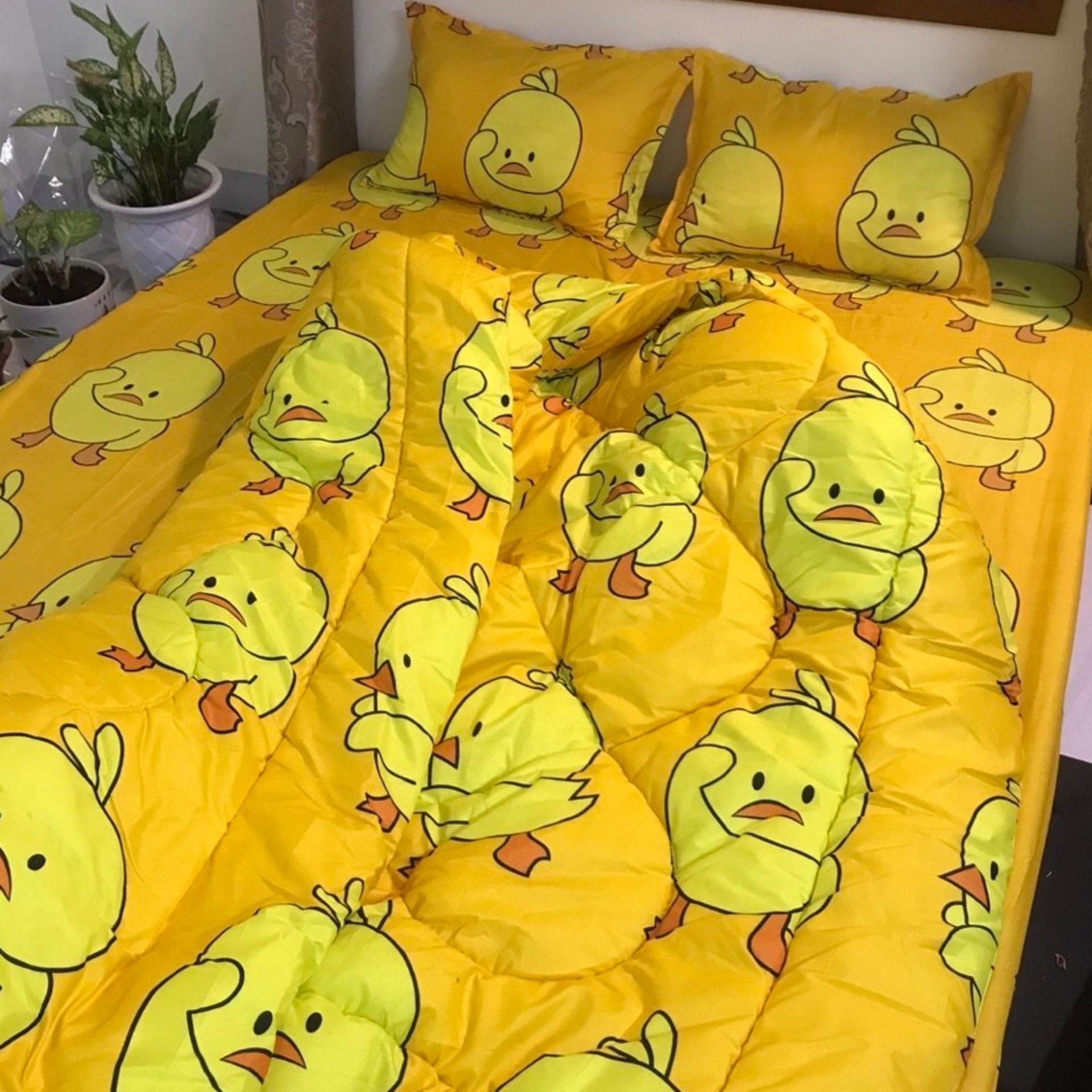 BỘ CHĂN GA GỐI CHẦN PHAO 5 MÓN VỊT VÀNG + TẶNG VỎ ÔM
