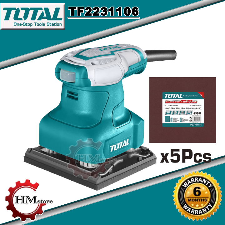 Máy chà nhám gỗ Total TF2231106, công suất 240w - Máy chà nhám rung, máy chà nhám vuông, máy chà nhám - Vòng tua 13000 vòng/phút - Thương hiệu Total - Bảo hành 6 tháng - HẢI MY STORE