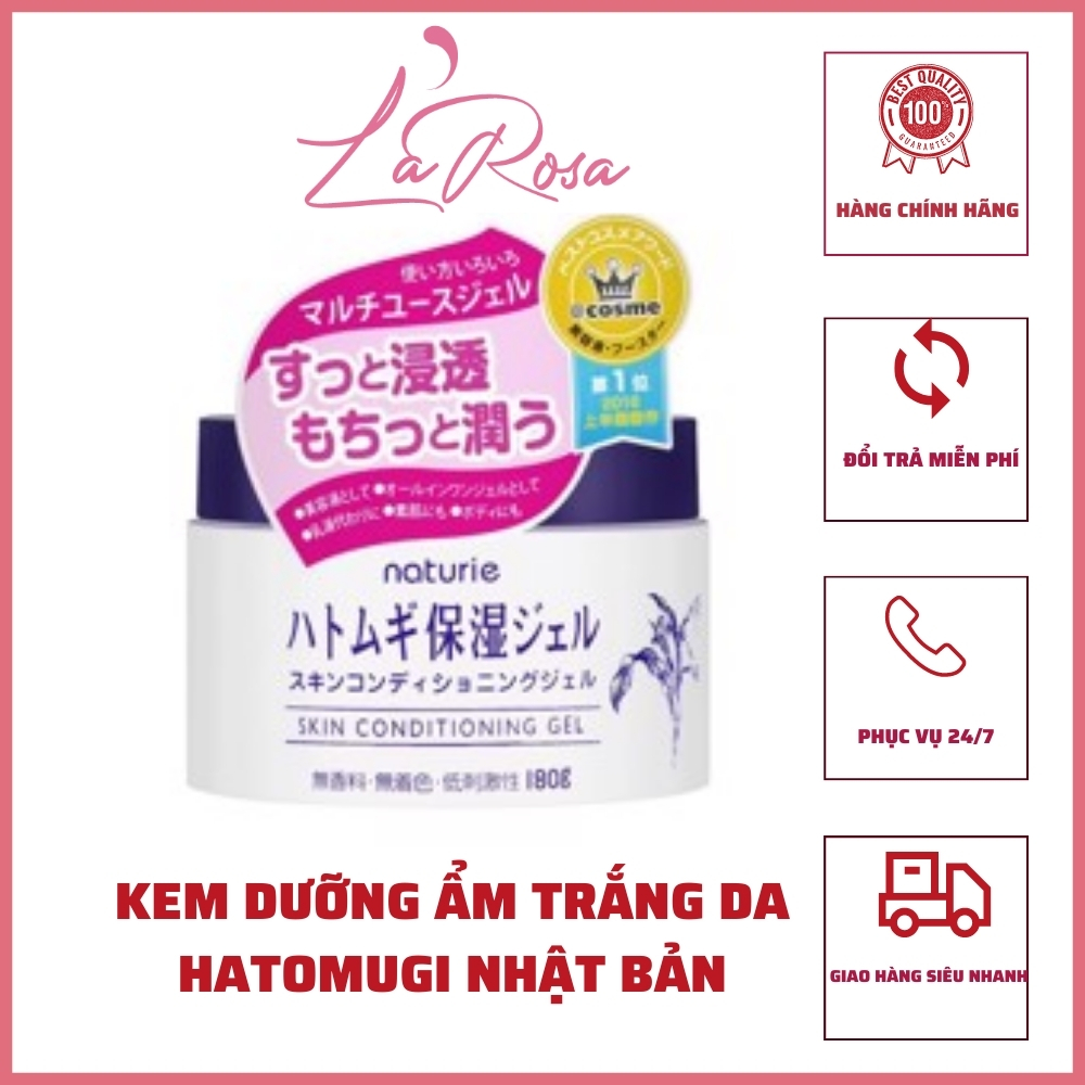 [Tặng quà] Kem dưỡng ẩm trắng da Hatomugi Nhật Bản, da mềm mịn LaRosa, tặng 01 mặt nạ dưỡng da LR65