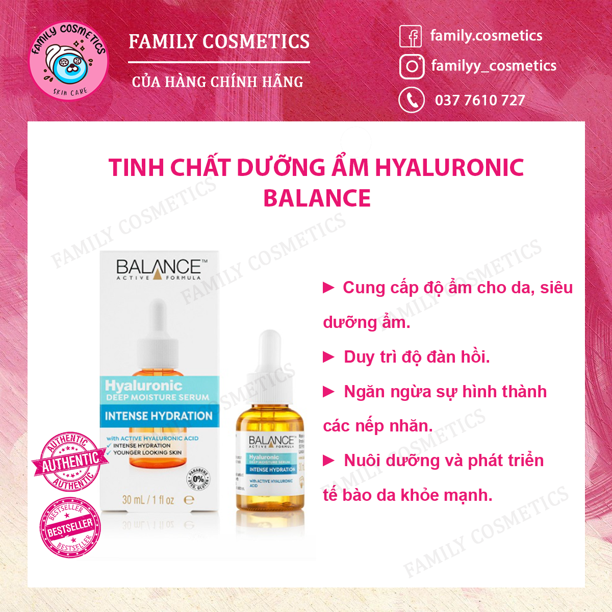 Tinh chất serum dưỡng ẩm Balance Hyaluronic Deep Moisture 30ml