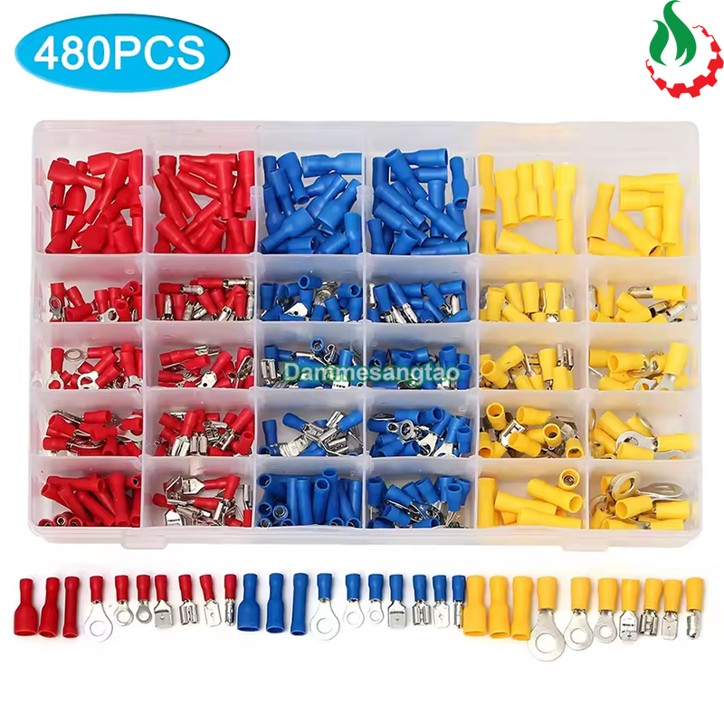 Bộ đầu cos bấm nối dây điện đa dụng 480 đầu DCN480