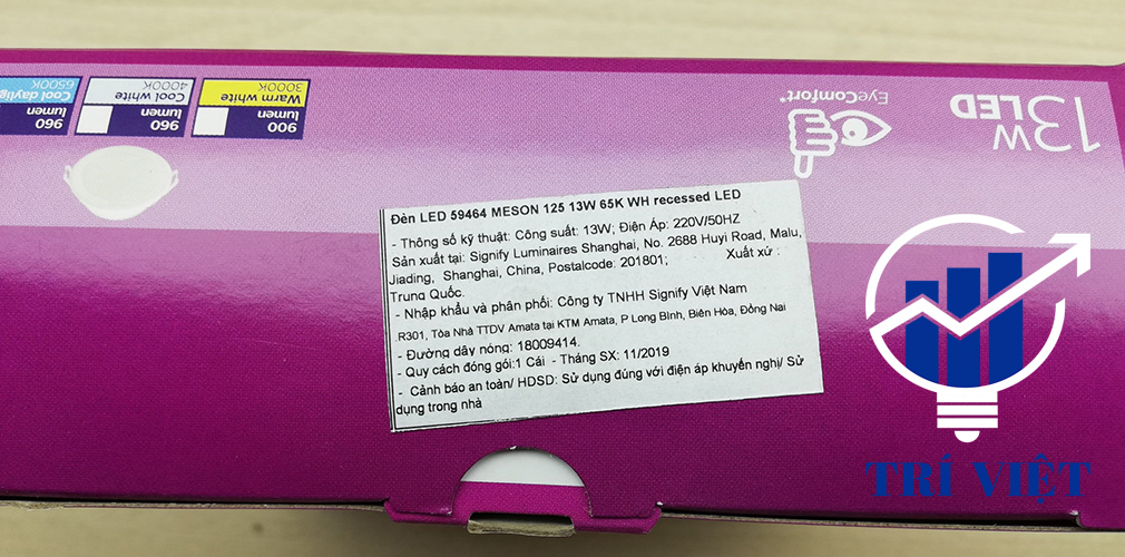 Combo 12 đèn led âm trần philips 13w 59464 meson - 6500k