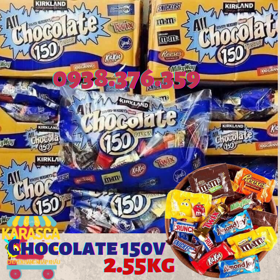 Chocolate/Socola Hỗn Hợp 150 Viên Kirkland 2.55Kg Nhập Khẩu Mỹ [Date 2/2021]