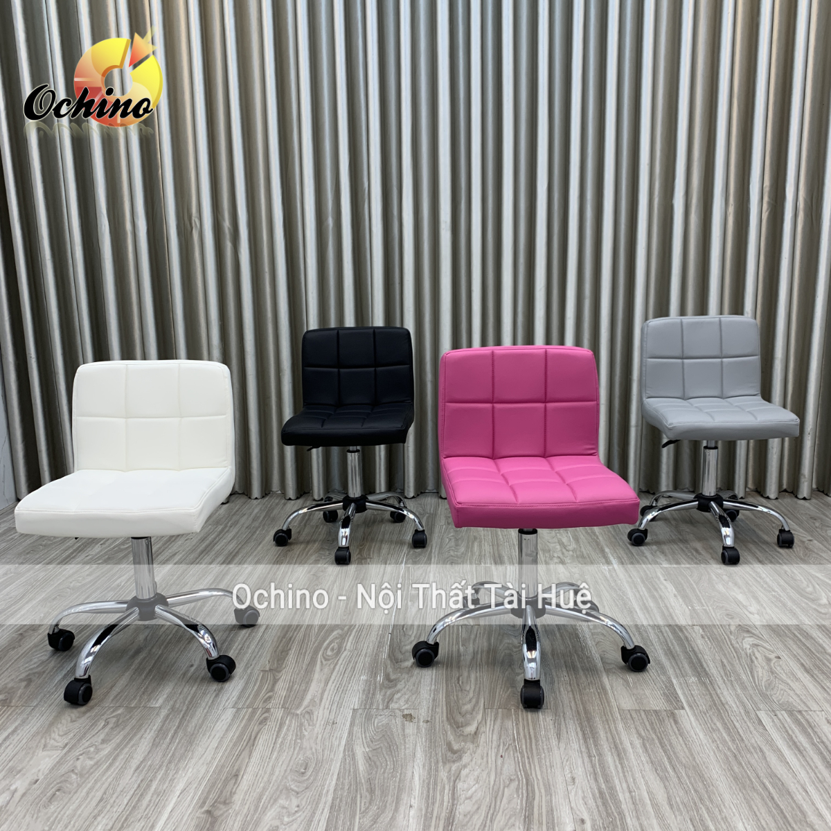 Ghế Xoay Spa Phun Săm Bọc Da Cao Cấp Có Tựa Lưng Sang chảnh điểu chỉnh độ cao 45 đến 55 và xoay 360 độ Mẫu Vịn Tay inox Không tay ( Đủ mầu)